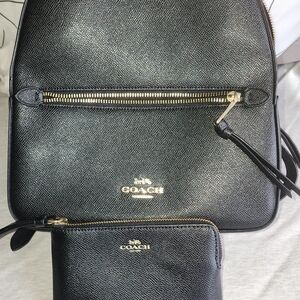 Coach Black Textured Backpack with Pouch